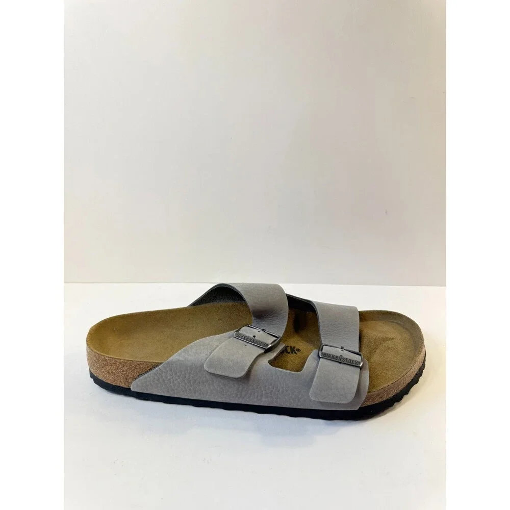 Birkenstock Mens Arizona Sandals Nubuck Leather Grey EU-44, US 11 Mens